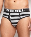 A striped pattern makes a brief statement with this underwear from Diesel.