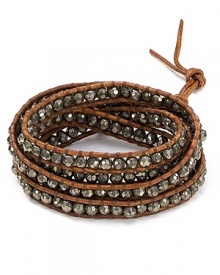 Flash your bohemian credentials with Chan Luu's eclectic pyrite bracelet. Effortlessly chic, this leather piece is designed to match every outfit and mood.