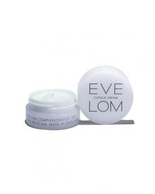 Eve Lom Cuticle Cream is an intensive plant-based moisturiser that is specifically designed to keep cuticles in peak condition. It is suitable for all skin types and it can be used daily or as required. What does it do? Packed with protective waxes and oils, this little pot of cream will keep your cuticles in peak condition and encourage healthy nail growth. Sweet almond oil improves barrier function while beeswax moisturises and protects the cuticle. Chamomile and yarrow oil heals and soothes cuticles making them softer and smoother. Did you know? Cuticles are natural barriers to keep bacteria entering your body and it is essential to keep your cuticles moisturized and protected by using Eve Lom Cuticle Cream. Eve Lom Cuticle Cream is an intensive plant-based moisturiser that is specifically designed to keep cuticles in peak condition. It is suitable for all skin types and it can be used daily or as required. What does it do? Packed with protective waxes and oils, this little pot of cream will keep your cuticles in peak condition and encourage healthy nail growth. Sweet almond oil improves barrier function while beeswax moisturises and protects the cuticle. Chamomile and yarrow oil heals and soothes cuticles making them softer and smoother. Did you know? Cuticles are natural barriers to keep bacteria entering your body and it is essential to keep your cuticles moisturized and protected by using Eve Lom Cuticle Cream.