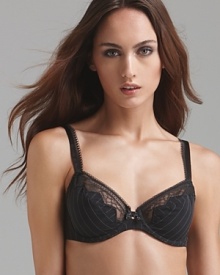 A stylish underwire bra in a menswear-inspired pinstripe and sheer lace trim.