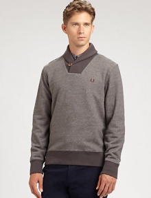 This shawl collar pullover sweatshirt wil make a dapper addition to your casual wardrobe, shaped in cool, comfortable cotton for extended wear.Shawl collarBanded cuffs and hemCottonDry cleanImportedThis style runs true to size. We recommend ordering your usual size for a standard fit. 