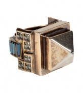 With a luxe ancient Egyptian feel, this Emilio Pucci cocktail ring adds the perfect amount of bling to any look - Brass pyramid shaped ring with deco-inspired crystal embellishment at side and band - Pair with a boho-inspired look or an elevated jeans-and-tee ensemble