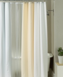 Keep the water in the tub where it belongs with two styles of shower curtain liners. Have a powerful shower spray? Try the heavyweight Aqua Guard Vinyl Liner in white or clear. Or opt for the easy-to-clean polyester Fabric Liner in ivory or white.