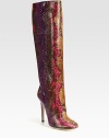 Vibrant colors amplify this head-turning silhouette, expertly crafted of genuine python and resting on a slender heel. Self-covered heel, 4½ (115mm)Shaft, 15¾Leg circumference, 13Python upperPull-on styleLeather lining and solePadded insoleMade in ItalyOUR FIT MODEL RECOMMENDS ordering one size up as this style runs small. 