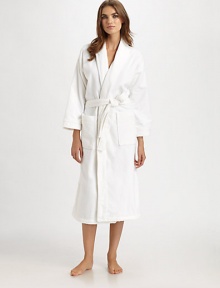 The perfect go-to after a shower or before bed in soft, remarkably silky cotton velour. Shawl collarBelted waistPatch pocketsCottonMachine washImported The perfect go-to after a shower or before bed in soft, remarkably silky cotton velour. Shawl collarBelted waistPatch pocketsCottonMachine washImported