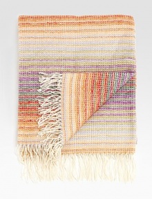 A luxuriously soft blend of wool and angora, woven in a signature Missoni pattern.Wool/angora/polyester51 X 75Dry cleanMade in Italy A luxuriously soft blend of wool and angora, woven in a signature Missoni pattern.Wool/angora/polyester51 X 75Dry cleanMade in Italy