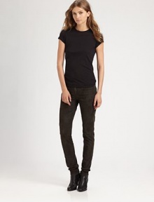 Offering a perfectly worn-in look, these skinny jeans also have a hint of stretch for a body-hugging fit. THE FITMedium rise, about 9Inseam, about 33THE DETAILSButton closureZip flyFive-pocket style98% cotton/2% elastaneMachine washMade in USA of imported fabric Model shown is 5'10 (177cm) wearing US size 4. Offering a perfectly worn-in look, these skinny jeans also have a hint of stretch for a body-hugging fit. THE FITMedium rise, about 9Inseam, about 33THE DETAILSButton closureZip flyFive-pocket style98% cotton/2% elastaneMachine washMade in USA of imported fabric Model shown is 5'10 (177cm) wearing US size 4.