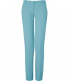 Inject effortless style into your workweek chic with these light blue wool pants from Matthew Williamson - Flat front, belt loops, off-seam pockets, straight leg with creasing - Slim fit - Wear with a printed silk blouse, a slim blazer, and platform pumps