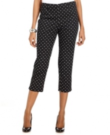 Look and feel your best in Charter Club's fun polka-dot print capris. A slimming interior tummy panel creates a smooth look.