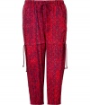 Elevate your casual look with these ethnic-inspired drawstring pants from Edun - Elasticized drawstring waist, cropped, side stripe panels with contrasting print, back seaming detail, drawstring detailing at thigh - Style with a long sleeve tee and ballet flats