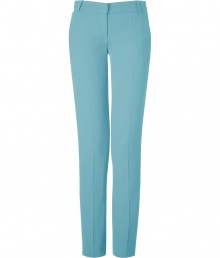 Inject effortless style into your workweek chic with these light blue wool pants from Matthew Williamson - Flat front, belt loops, off-seam pockets, straight leg with creasing - Slim fit - Wear with a printed silk blouse, a slim blazer, and platform pumps