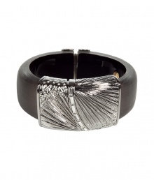 Unique charcoal large fan bracelet - This lovely bracelet is an ultra-chic addition to any outfit -Charcoal Lucite bangle with gunmetal hinge closure and pave crystal detail - Made by famous jewelry genius and celeb favorite Alexis Bittar