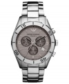 A classic chronograph watch in shining ceramic, by Emporio Armani.