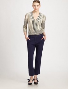 A virtual optical illusion, its invigorating pattern offers a fresh take on a beloved design.Unique v-necklineThree-quarter sleevesPull-on styleAbout 25 from shoulder to hemSilkDry cleanImported Model shown is 5'10 (177cm) wearing US size 4. OUR FIT MODEL RECOMMENDS ordering true size. A virtual optical illusion, its invigorating pattern offers a fresh take on a beloved design.Unique v-necklineThree-quarter sleevesPull-on styleAbout 25 from shoulder to hemSilkDry cleanImported Model shown is 5'10 (177cm) wearing US size 4. OUR FIT MODEL RECOMMENDS ordering true size.