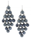 Navy-colored glass pearls come together in a stunning display in these chandelier earrings from Kenneth Cole New York. The diamond-shaped base, crafted from silver-tone mixed metal, also features sparkling glass accents. Item comes packaged in a signature Kenneth Cole New York Gift Box. Approximate drop: 3-1/10 inches.