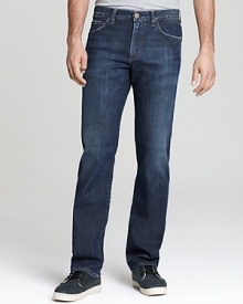These Citizens Of Humanity jeans boast a slightly faded wash, straight leg, distressed detailing, and signature stitching in blue on the back pockets. These Citizens Of Humanity jeans boast a slightly faded wash, straight leg, distressed detailing, and signature stitching in blue on the back pockets.