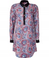 The classic tunic merges with the preppy-cool shirt dress to create this must-have printed staple from Juicy Couture - Contrasting spread collar and button half placket, long sleeves with contrasting cuffs, curved hem, back slit, all-over print - Wear over jeans with a blazer or try with an oversized cardigan and heels