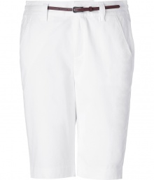 Bring high style to your casual look with these flattering and versatile Bermuda shorts from Steffen Schraut - Flat front, off-seam pockets, belted loops, detachable leather belt, back welt pockets with button - Style with a billowy blouse and heels for a dressed up day look, or a tee and sandals for effortless comfort Bring high style to your casual look with these flattering and versatile Bermuda shorts from Steffen Schraut - Flat front, off-seam pockets, belted loops, detachable leather belt, back welt pockets with button - Style with a billowy blouse and heels for a dressed up day look, or a tee and sandals for effortless comfort