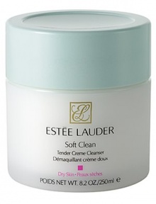 A pampering new sensation for dry skin: Soft Clean Tender Creme Cleanser. Rich soufflé cushions skin as it gently cleanses. Creamy and ultra soothing, it leaves skin feeling soft and supple, never dry or tight. Tissue off. 8.2 oz. A pampering new sensation for dry skin: Soft Clean Tender Creme Cleanser. Rich soufflé cushions skin as it gently cleanses. Creamy and ultra soothing, it leaves skin feeling soft and supple, never dry or tight. Tissue off. 8.2 oz.