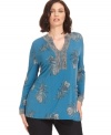 Snag a chic topper for your causal bottoms with Charter Club's long sleeve plus size tunic.