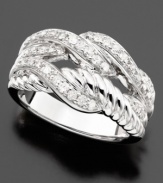 Thickly braided ropes of sterling silver accented with round-cut diamonds (1/2 ct. t.w.) turn up the romance in this fine ring.