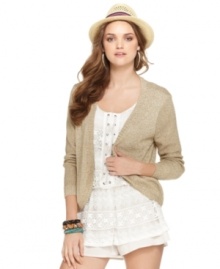 In a metallic knit, this Bar III cardigan adds high-shine to any spring outfit!