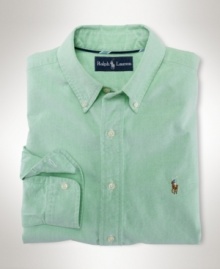 A handsome classic-fitting sport shirt is tailored for comfortable style from smooth oxford-woven cotton with a heritage gingham design. A handsome classic-fitting sport shirt is tailored for comfortable style from smooth oxford-woven cotton with a heritage gingham design.