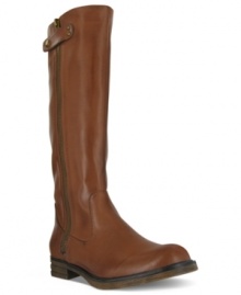 Tall and classic. Mia's Cammi boots feature a smooth round toe and an outside zipper that stretches up the shaft.