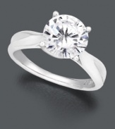 An expression of love. A single round-cut solitaire diamond (1 ct. t.w.) makes a statement all its own. Crafted in polished 18k white gold. IGI Certified diamond.