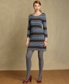 Tommy Hilfiger's A-line sweater dress comes alive thanks to bright stripes. Dress it up with pumps or keep it casual with flats!