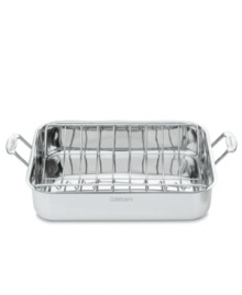 Bring a bigger, better bird roasted to absolute excellence to the table. Stainless steel in construction with a durable roasting rack, this roaster heats up fast and evenly to cook your dish to perfection, collecting juices for succulent drips and gravies to top off your delectable meal. Lifetime warranty. Bring a bigger, better bird roasted to absolute excellence to the table. Stainless steel in construction with a durable roasting rack, this roaster heats up fast and evenly to cook your dish to perfection, collecting juices for succulent drips and gravies to top off your delectable meal. Lifetime warranty.
