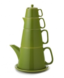 Take it from the top. From sugar bowl to saucer, this tea set brings something new to the tradition of afternoon tea with all the essentials towering over your table in simple, olive-green porcelain. From Classic Coffee & Tea drinkware. Take it from the top. From sugar bowl to saucer, this tea set brings something new to the tradition of afternoon tea with all the essentials towering over your table in simple, olive-green porcelain. From Classic Coffee & Tea drinkware.