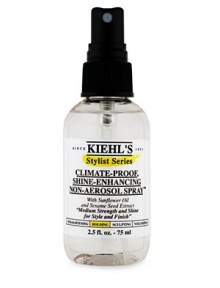 Medium Strength and Shine for Style and Finish With Sunflower Oil and Sesame Seed Extract. Strong, yet flexible control. Not tested on animals. Our non-aerosol spray provides a strong, yet flexible control for an all-day hold. This versatile styling spray may be used for styling hair or as a finishing touch of shine and control. Medium Strength and Shine for Style and Finish With Sunflower Oil and Sesame Seed Extract. Strong, yet flexible control. Not tested on animals. Our non-aerosol spray provides a strong, yet flexible control for an all-day hold. This versatile styling spray may be used for styling hair or as a finishing touch of shine and control.