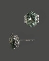 Faceted green amethyst gleams in intricate 14K white gold settings.