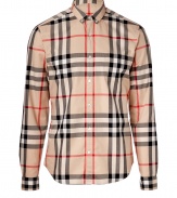 Effortless and iconic with its oversized check, Burberry Brits classic cotton button-down lends a characteristic cool edge to every outfit - Small button-down collar, long sleeves, buttoned cuffs, button-down front, shirttail hemline - Straight silhouette - Wear with everything from jeans and sneakers to tailored trousers and Chelsea boots