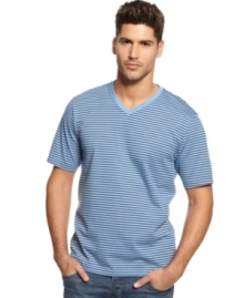 Club Room's v-neck t-shirt never look better than with a dose of stylish stripes.