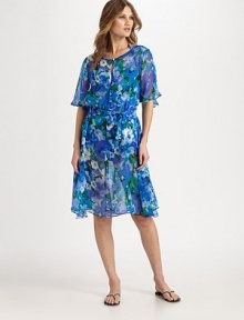 A divine watercolor print decorates this ethereal self-tie coverup for a positively feminine look.Round neckKeyhole detailFlutter sleevesPull-on styleRemovable self-tieSilkHand washImported A divine watercolor print decorates this ethereal self-tie coverup for a positively feminine look.Round neckKeyhole detailFlutter sleevesPull-on styleRemovable self-tieSilkHand washImported