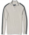 American Rag plays up the grab-it-and-go ease of this quarter-zip sweater by styling the sleeves with the same sleek stripes seen on track jackets.