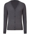 This slim wool cardigan from Jil sander is better than your average basic - V-neck, front button placket, long sleeves, slim fit - Wear with straight leg jeans, a graphic tee and trainers