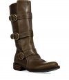These rugged-yet-chic boots have a vintage feel thats a perfect complement to this seasons biker-inspired pieces - Durable leather sole, slightly upturned toe, three front straps with buckle detail, pull-on style - This style runs large so its recommended to order a size down - Style with boho-inspired dresses and skinny jeans for an of-the-moment look