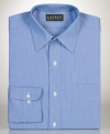 This classic blue dress shirt from Lauren by Ralph Lauren adds to your polished professional look.