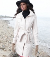 Classic tailoring with a modern touch: Kenneth Cole Reaction's wool-blend trench coat features a sleek silhouette for streamlined style.
