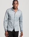 This stylishly worn-in linen shirt from Theory is a downtown-cool alternative to the classic sport shirt.