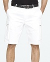 Luxuriously crafted in stretch cotton satin with the trim-fitting proportions that define Black Label, a handsome cargo short exudes rugged yet refined style.