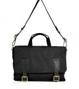 A cool choice for the office or busy days around town, Marc by Marc Jacobs messenger bag is as practical as it is chic - Front flap with buckled straps, double top handles, adjustable buckled crossbody strap, tonal leather trim, back pocket with press closure, top zip closure, inside zippered back wall pocket, two front wall slot pockets - Sling across for work, school or chic city weekends