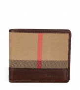 Both iconic and practical, Burberry Londons leather trimmed house check wallet is a timeless choice for stashing away your most valuable essentials - ID slot pocket, multiple credit card slots, bill slot, smooth brown leather trim and interior - The perfectly thin width for slipping into your back pocket