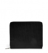 Inject subtle luxe to your daily essentials with this leather iPad case from Maison Martin Margiela - Textured leather, top zip-around closure, internal slit pockets, back zip pocket - Perfect for work, travel, or meetings