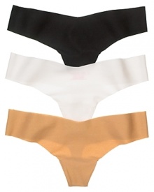 A seamless, lightweight cotton thong with a slight v-shaped front and back. A seamless, lightweight cotton thong with a slight v-shaped front and back.