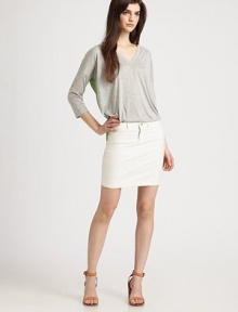 Crisp twill finished with just a hint of stretch in a sexy, leg-baring mini-length.Button-front waistBelt loopsZip-flyFive-pocket styleAbout 15 long98% cotton/2% Lycra®Machine washImportedModel shown is 5'9½ (176cm) wearing US size 4.OUR FIT MODEL RECOMMENDS ordering true size. Crisp twill finished with just a hint of stretch in a sexy, leg-baring mini-length.Button-front waistBelt loopsZip-flyFive-pocket styleAbout 15 long98% cotton/2% Lycra®Machine washImportedModel shown is 5'9½ (176cm) wearing US size 4.OUR FIT MODEL RECOMMENDS ordering true size.