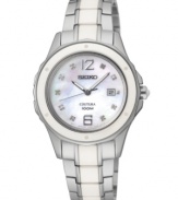 Lend some sophisticated sparkle to a classic look with this diamond-accented Coutura watch from Seiko.